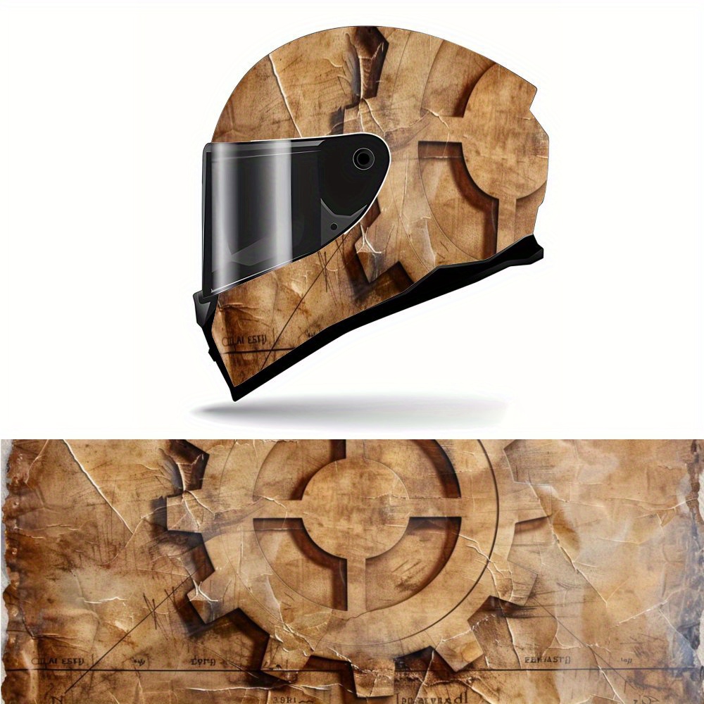 Motorcycle Gear Pattern - Naklejka na kask w stylu steampunk