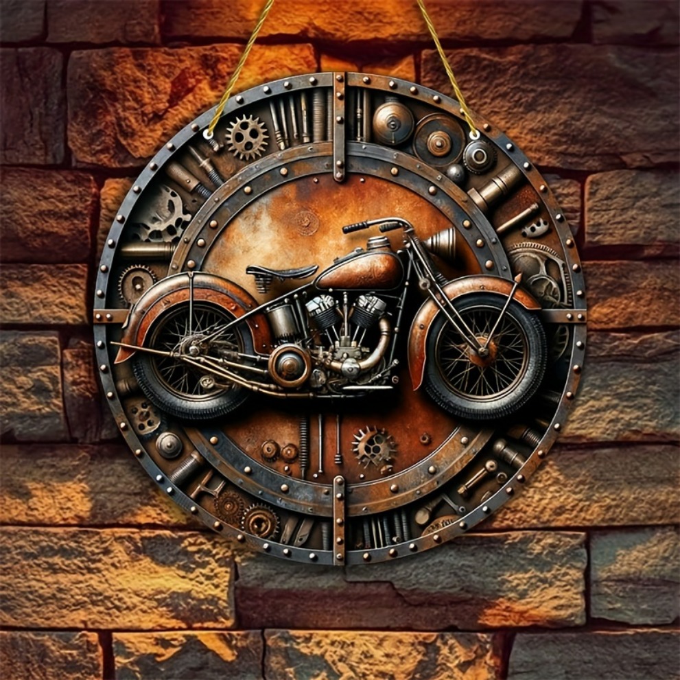 Motorcycle Gear Pattern - Steampunkowy Vintage Motocyklowy Wzór Sprzętu 2D