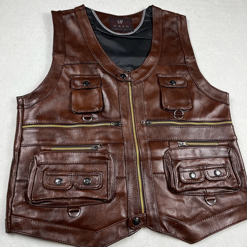 Kamizelka męska ze skóry natur – Motorcycle Gear Vest recenzja i cena