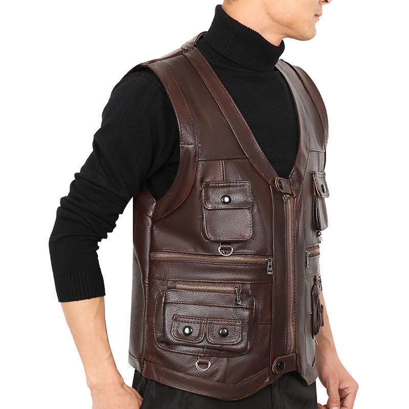 Kamizelka męska ze skóry natur – Motorcycle Gear Vest recenzja i cena