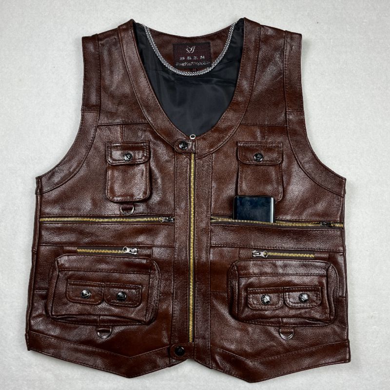 Kamizelka męska ze skóry natur – Motorcycle Gear Vest recenzja i cena