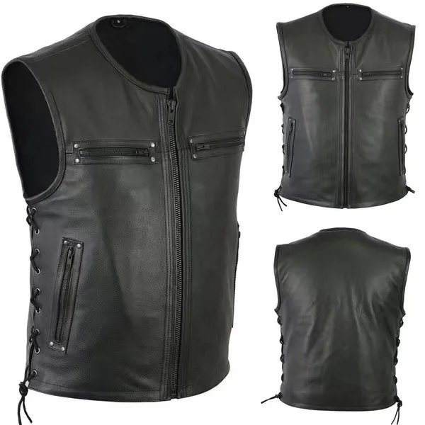 Nowa skórzana kamizelka z wyso – Motorcycle Gear Vest recenzja i cena